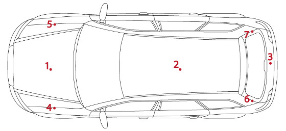 Pomiar lakieru – widok z góry, Audi A4